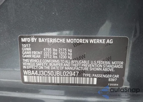 2018 BMW 430Xi Gran Coupe из США, поврежденный, VIN WBA4J3C50JBL02947